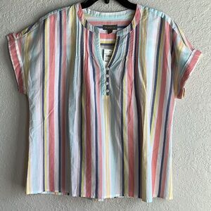 Style & Co. Pastel Striped Button-Up Blouse